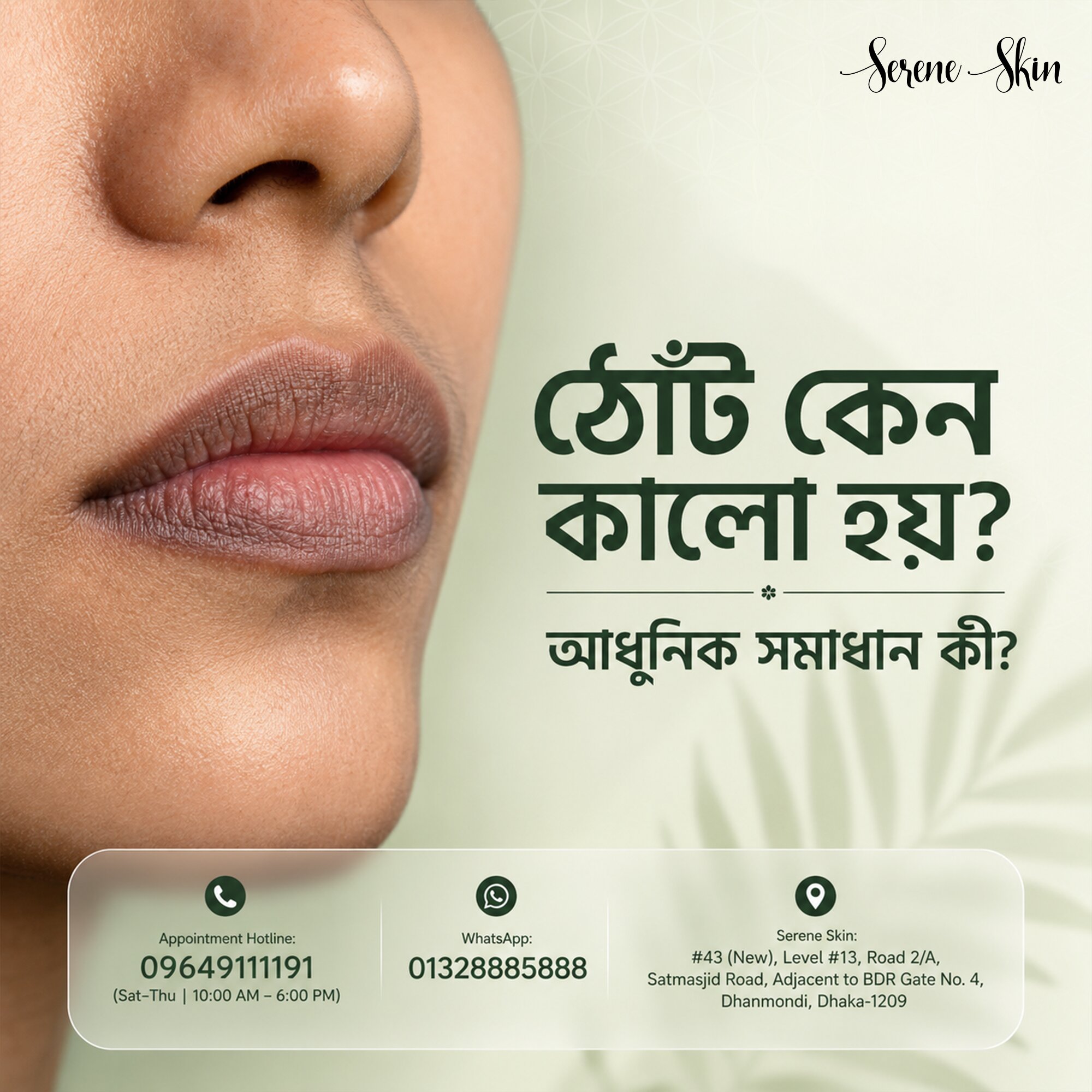 ঠোঁট কালো হওয়ার কারণ ও চিকিৎসা | Serene Skin Dhanmondi